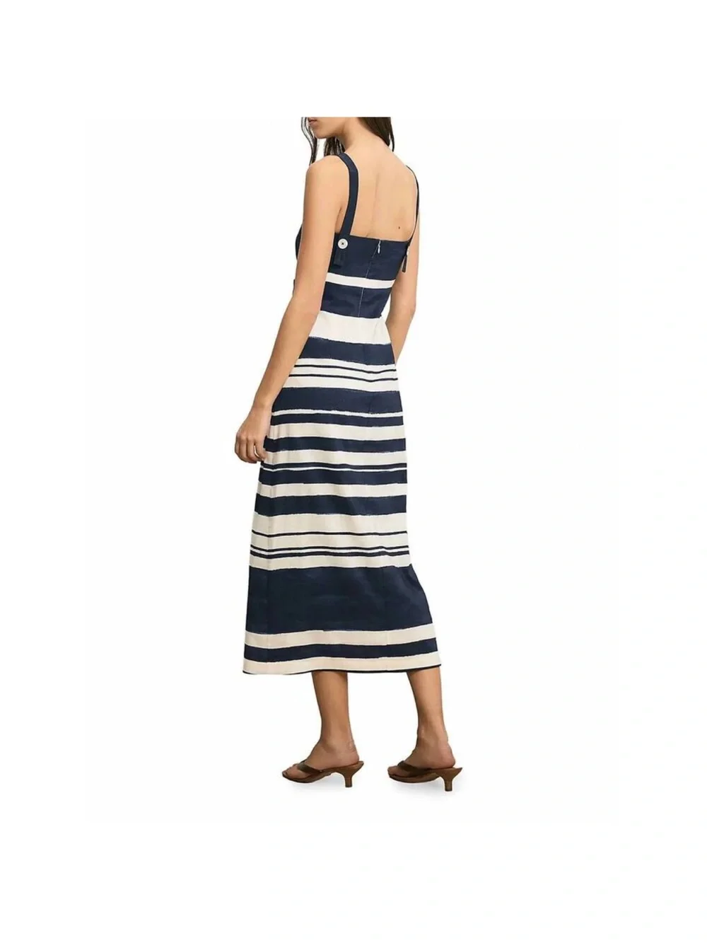 Veronica Beard Navy & White Striped Midi Maxi Dress - Picture 3 of 5